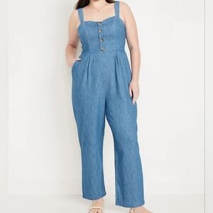 NWT Old Navy | Cotton Button-Front Cami Jumpsuit Denim Blue Womens XXL Petite